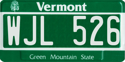 VT license plate WJL526