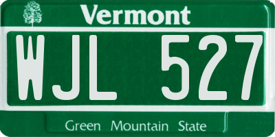 VT license plate WJL527