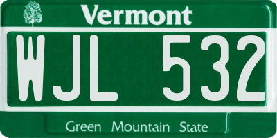 VT license plate WJL532