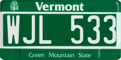 VT license plate WJL533