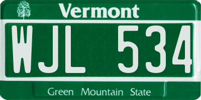 VT license plate WJL534