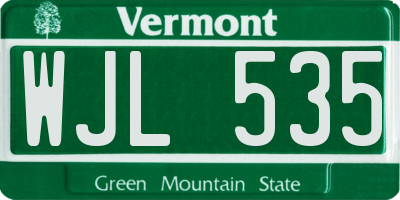 VT license plate WJL535