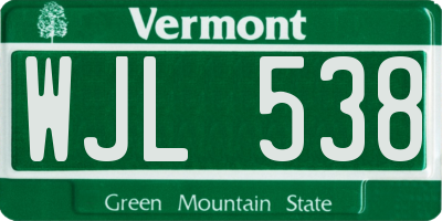 VT license plate WJL538