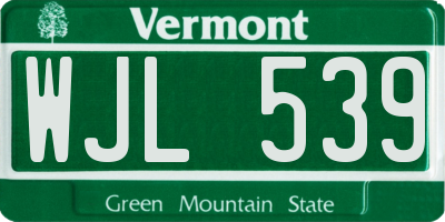 VT license plate WJL539