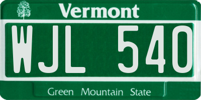VT license plate WJL540