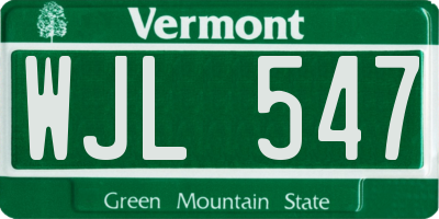 VT license plate WJL547
