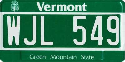 VT license plate WJL549