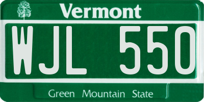VT license plate WJL550