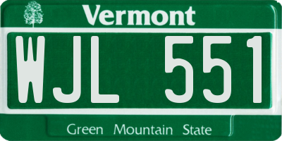 VT license plate WJL551