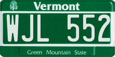 VT license plate WJL552