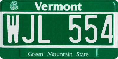 VT license plate WJL554