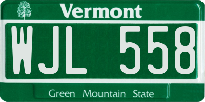 VT license plate WJL558