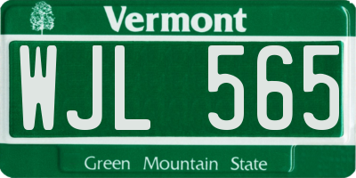 VT license plate WJL565