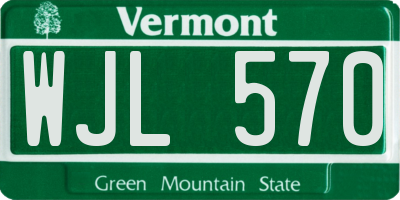 VT license plate WJL570