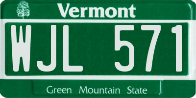 VT license plate WJL571