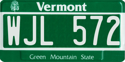 VT license plate WJL572