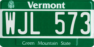 VT license plate WJL573
