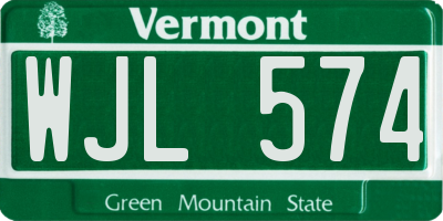VT license plate WJL574