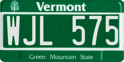 VT license plate WJL575