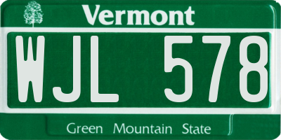 VT license plate WJL578