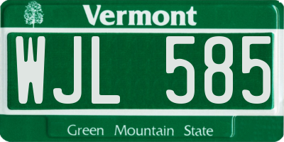 VT license plate WJL585