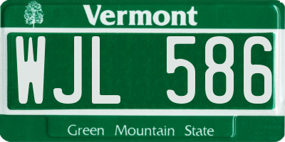 VT license plate WJL586