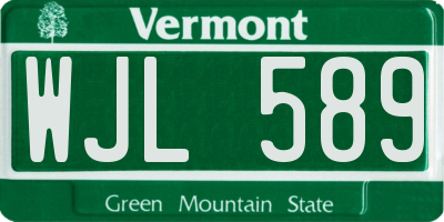VT license plate WJL589