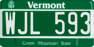 VT license plate WJL593
