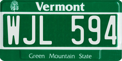 VT license plate WJL594