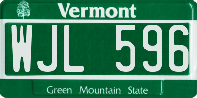VT license plate WJL596