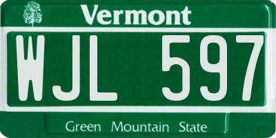 VT license plate WJL597