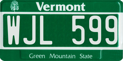 VT license plate WJL599
