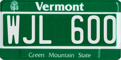 VT license plate WJL600