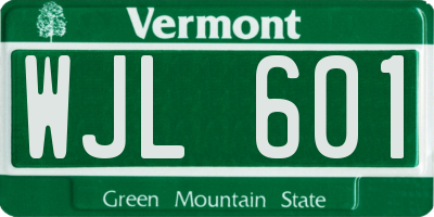 VT license plate WJL601