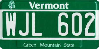 VT license plate WJL602