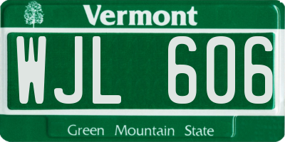 VT license plate WJL606