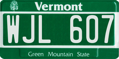 VT license plate WJL607