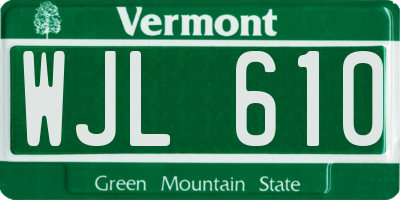 VT license plate WJL610