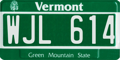 VT license plate WJL614