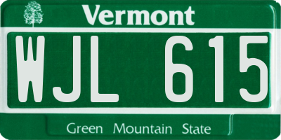 VT license plate WJL615