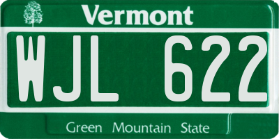 VT license plate WJL622