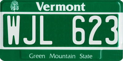 VT license plate WJL623