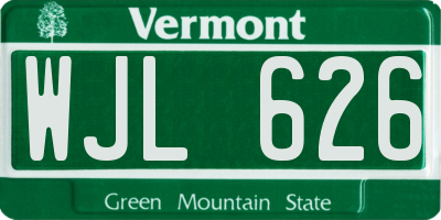 VT license plate WJL626