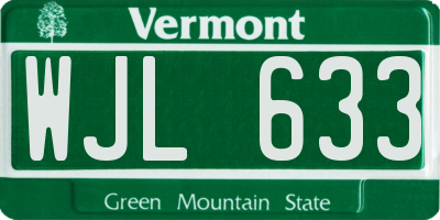 VT license plate WJL633