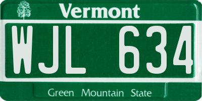 VT license plate WJL634