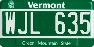 VT license plate WJL635