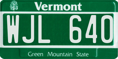 VT license plate WJL640