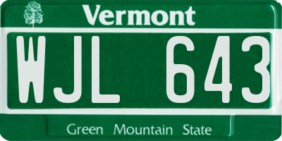 VT license plate WJL643