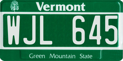 VT license plate WJL645