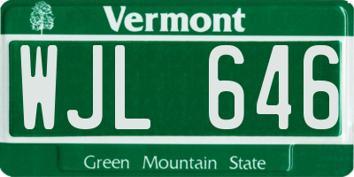 VT license plate WJL646